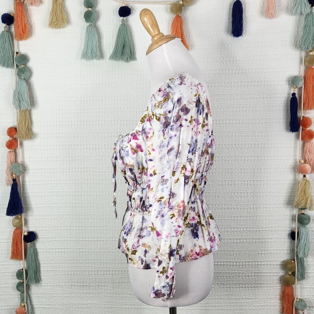 Flora Obscura X J.Crew cinched-waist top in kaleidoscope floral